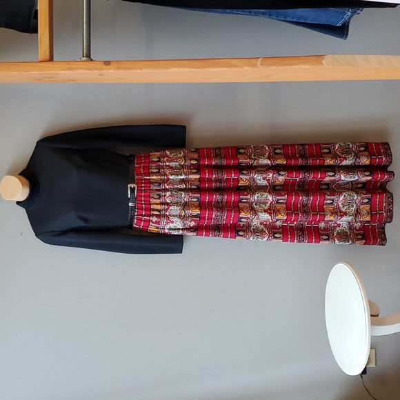 Toni Todd Vintage High Neck Long Sleeve Maxi Dress